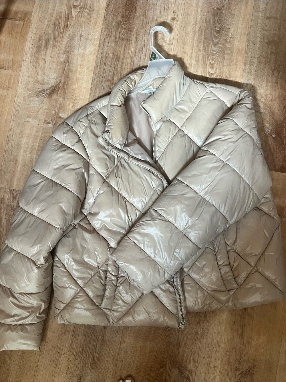 Time and Tru Women’s 1X Beige Quilted Puffer Jacket Zip Front